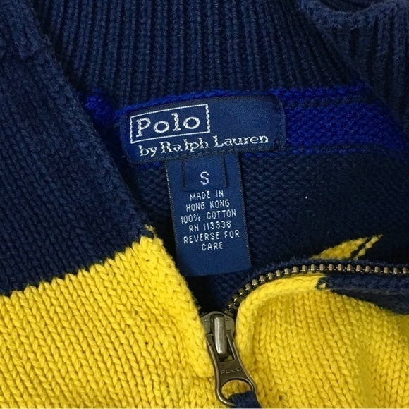 POLO by RALPH LAUREN Quarter Zip Sweater Stripe Classic Kid’s Boy’s Size Small - Picture 6 of 9